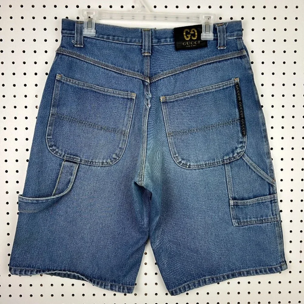 Baggy Jean Shorts Sz 34 Jorts Wide Leg‎ Skate Y2K Distressed Work Wear 90s Italy
